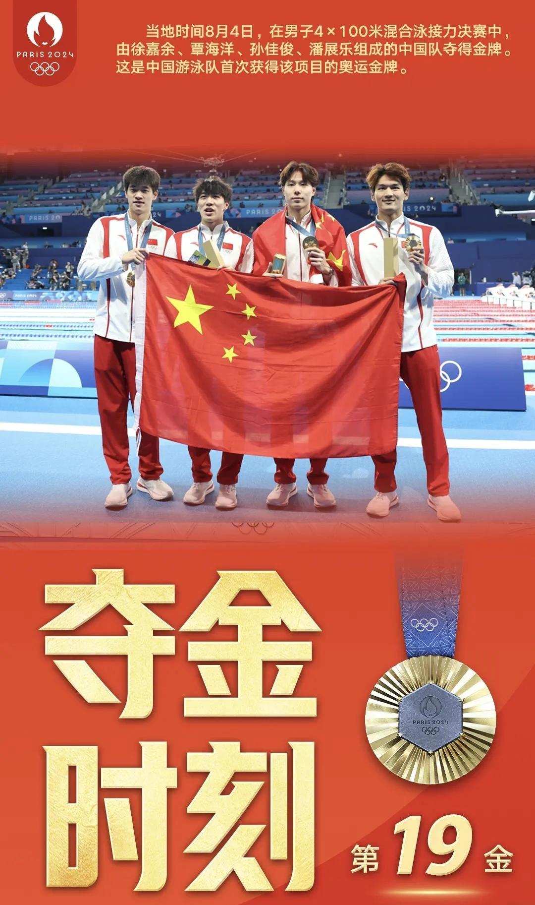 中国选手创造新纪录夺得游泳金牌